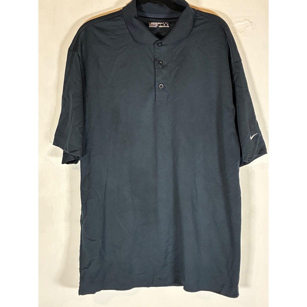 Nike Dri-FIT Mens Large Black Golf Polo Shirt Performance Swoosh